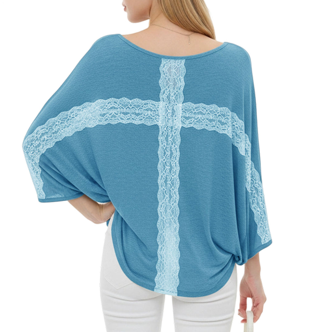 Sheer Off The Shoulder Top Batwing Sleeve Casual Lace Cover Ups Women Sexy Loose Clothes for Going Out Travel like-minded