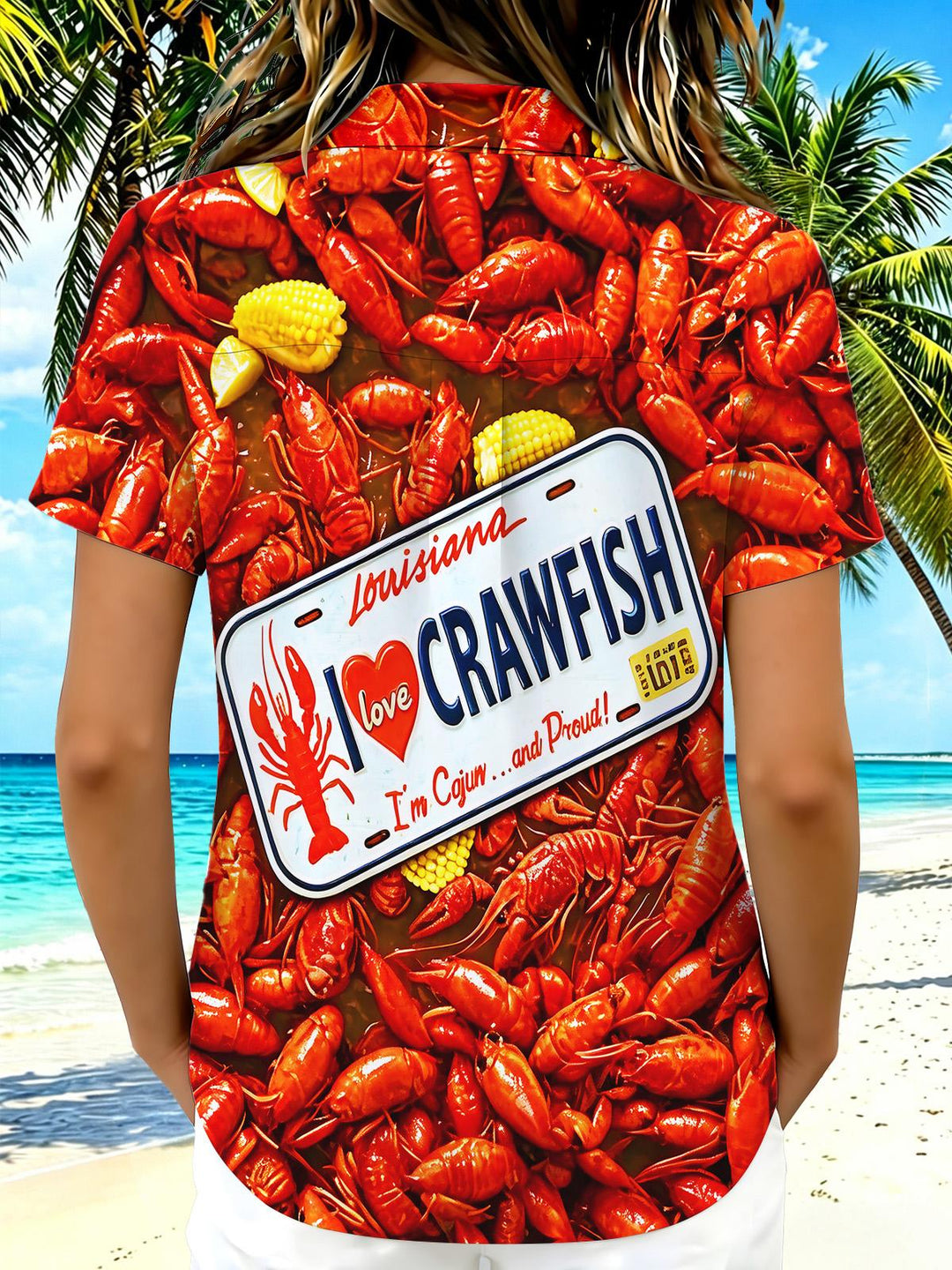 Hawaiian Delicacies Louisiana I Love Crawfish Women's Short Sleeve Shirts