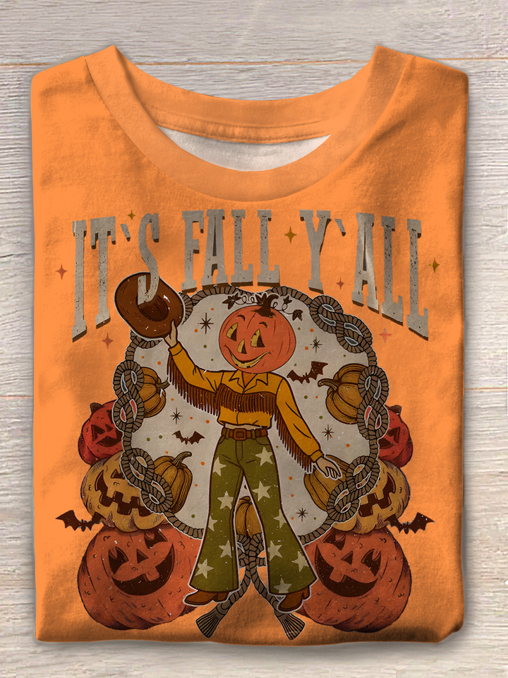 It's Fall Tall Funny Halloween Crew Neck T-shirt