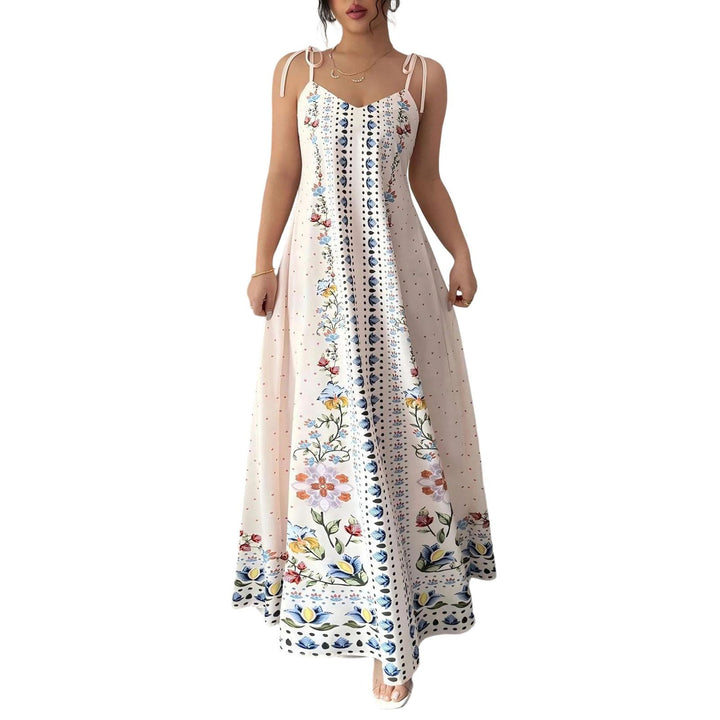 Floral Spaghetti Strap Maxi Dress Spaghetti Strap Boho Floral Maxi Dress A Line Flowy Sundresses for Beach adaptable