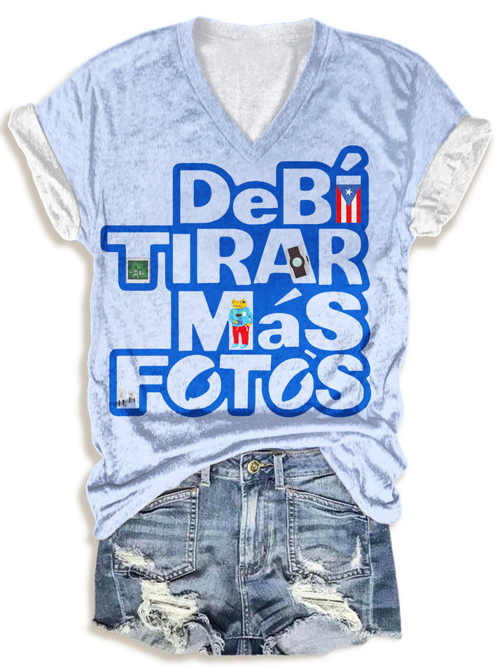 Bad Bunny Creative Cartoon Print V-neck T-Shirt