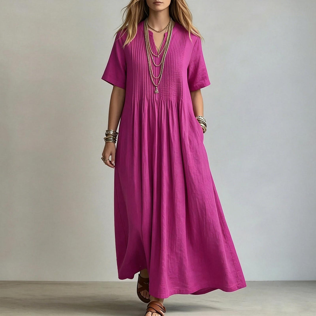 Short Sleeve Maxi Dress V Neck Short Sleeve Casual Long Dresses Loose Summer Clothes for Vacation Dating welcoming