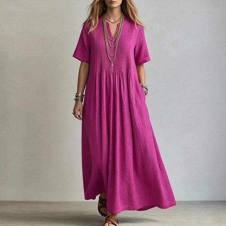Short Sleeve Maxi Dress V Neck Short Sleeve Casual Long Dresses Loose Summer Clothes for Vacation Dating welcoming