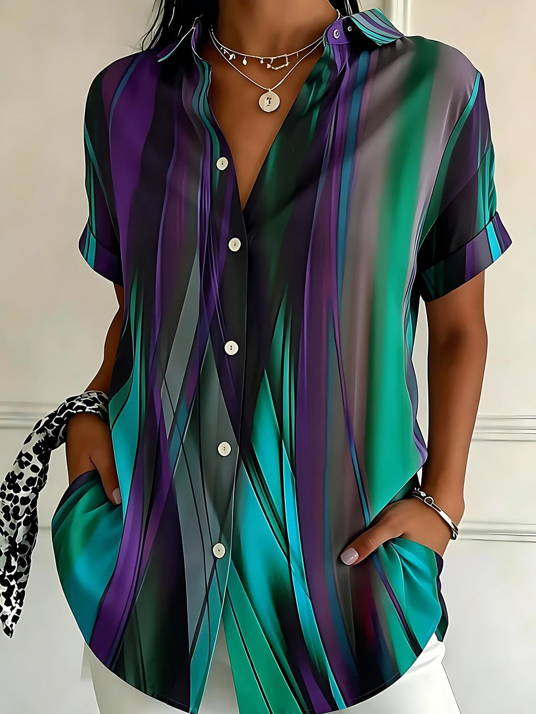 Abstract Women's Short Sleeve Shirts