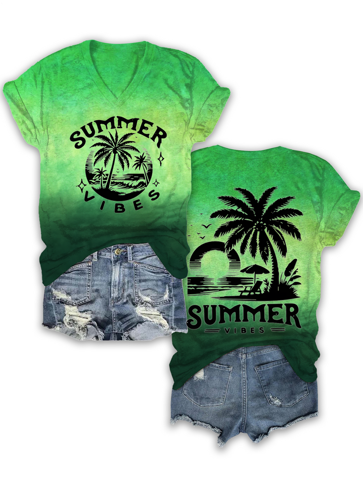 Retro Summer Vibe V-neck T-Shirt