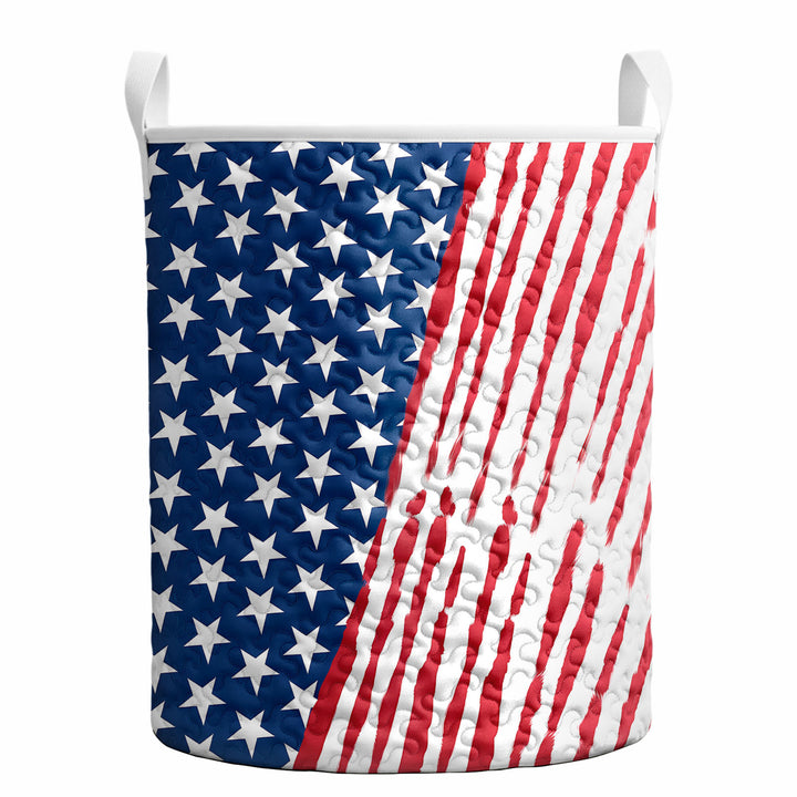 American Flag Laundry Basket Quilted Summer Holiday Basket Large Laundry Hamper with Handles for Bedroom adorable