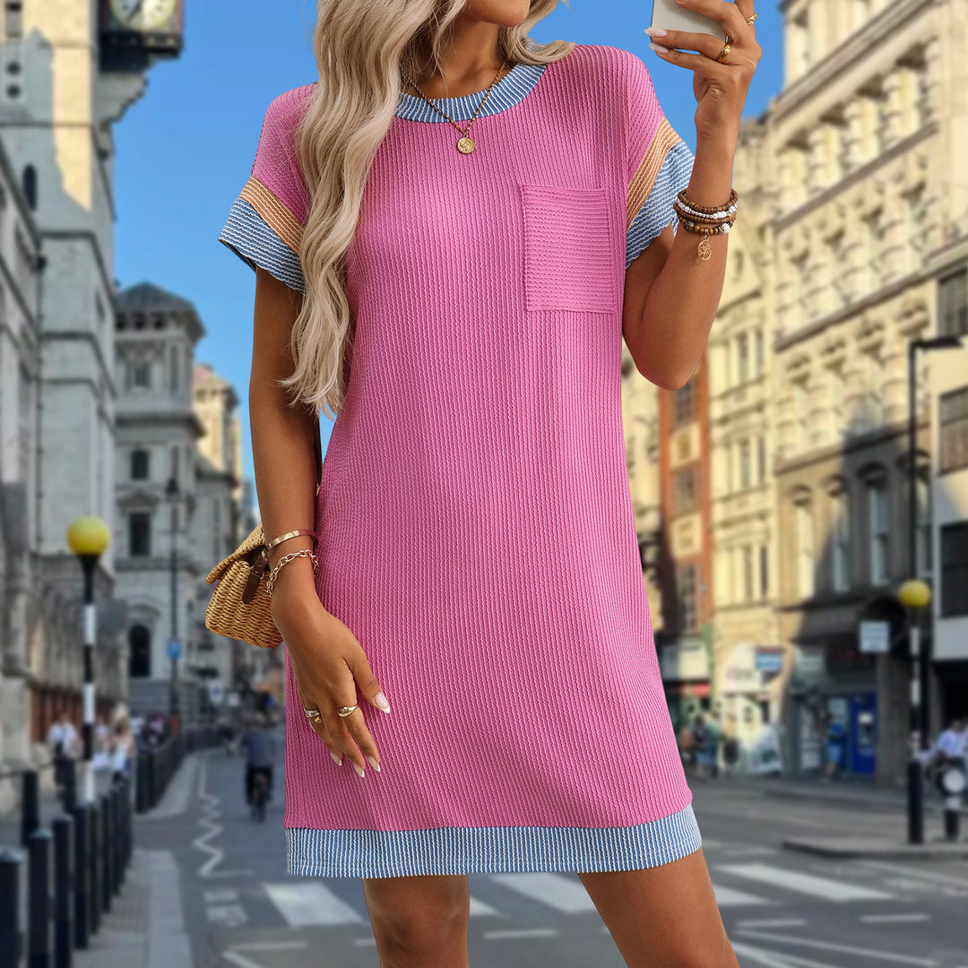 Womens Tshirt Dress Round Neck Casual Summer Ribbed Knit Tunic Tshirt Fashion Dresses for Daily Wear Work adorable