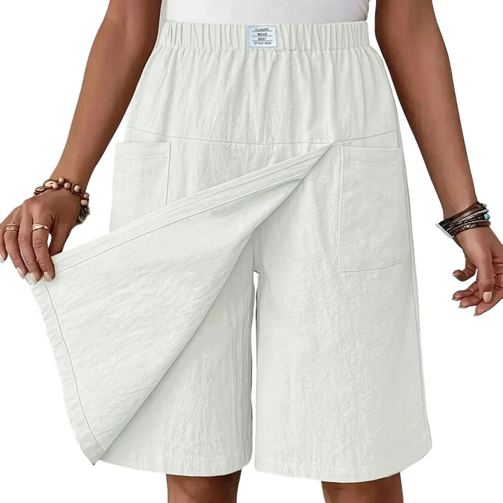 Womens Skorts with Pockets Wrap Summer Casual Bermuda Shorts Elastic Waist Wide Leg Skorts for Running Sports regular