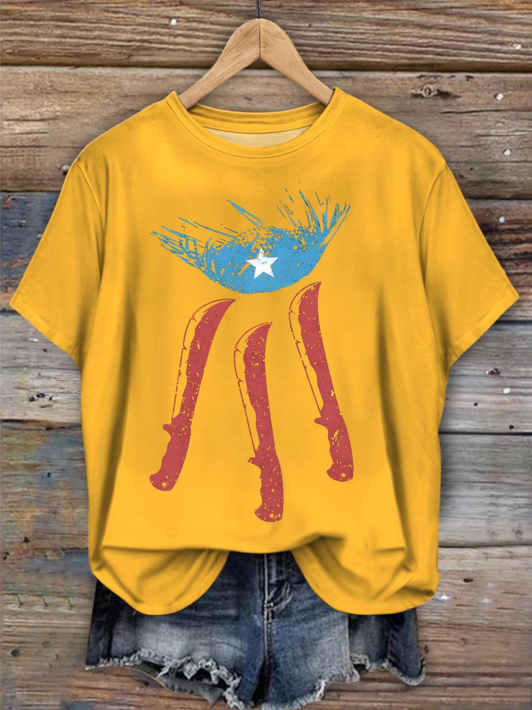 Bad Bunny Creative Flag Print Crew Neck T-shirt
