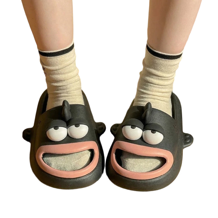 Fish Slippers for Women Open Toe Indoor Funny Animal Slippers Cartoon Anti-Slip Shower Slides for Bedroom ingenious