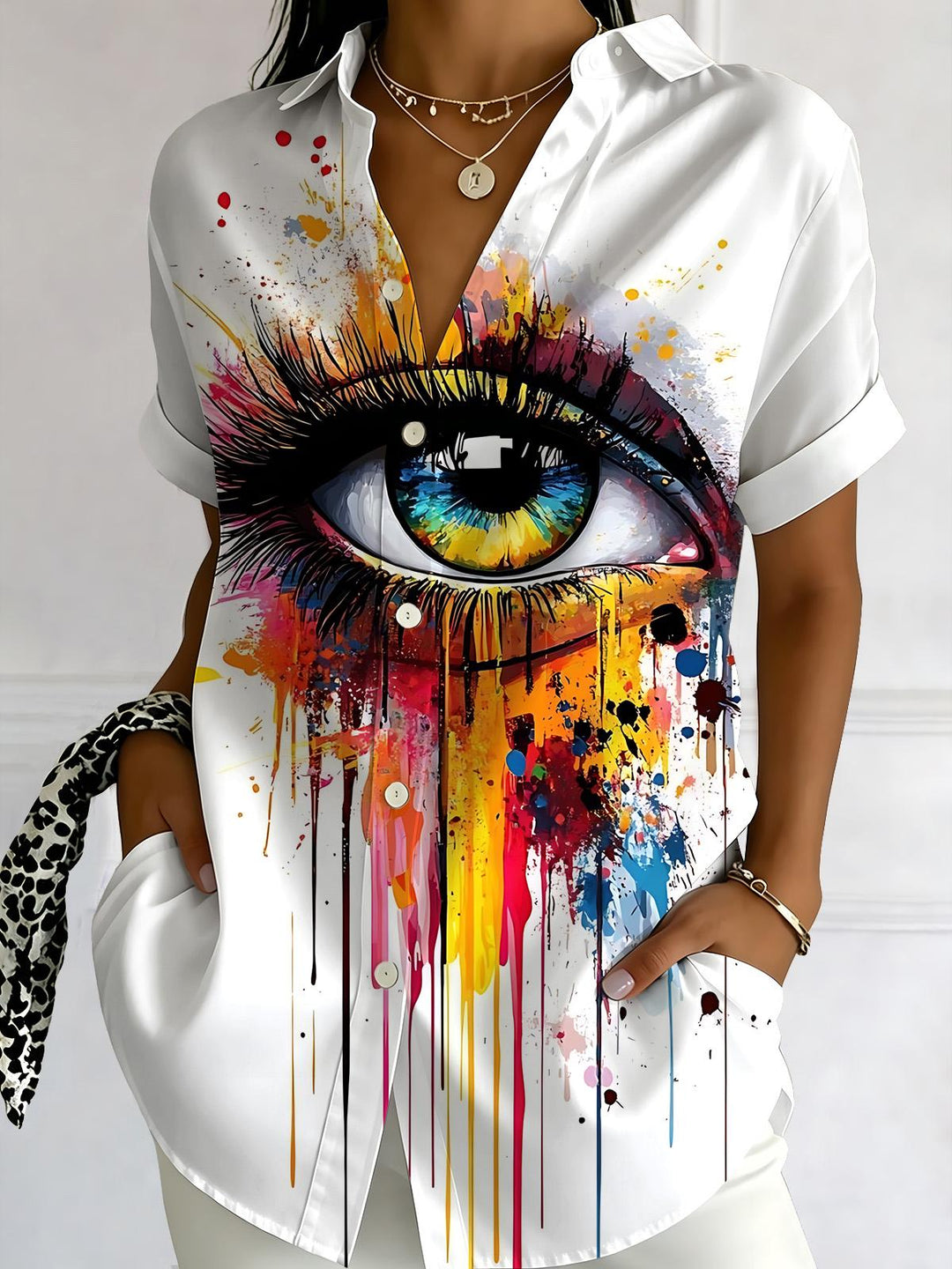 Eye Print Women's Short Sleeve Shirts