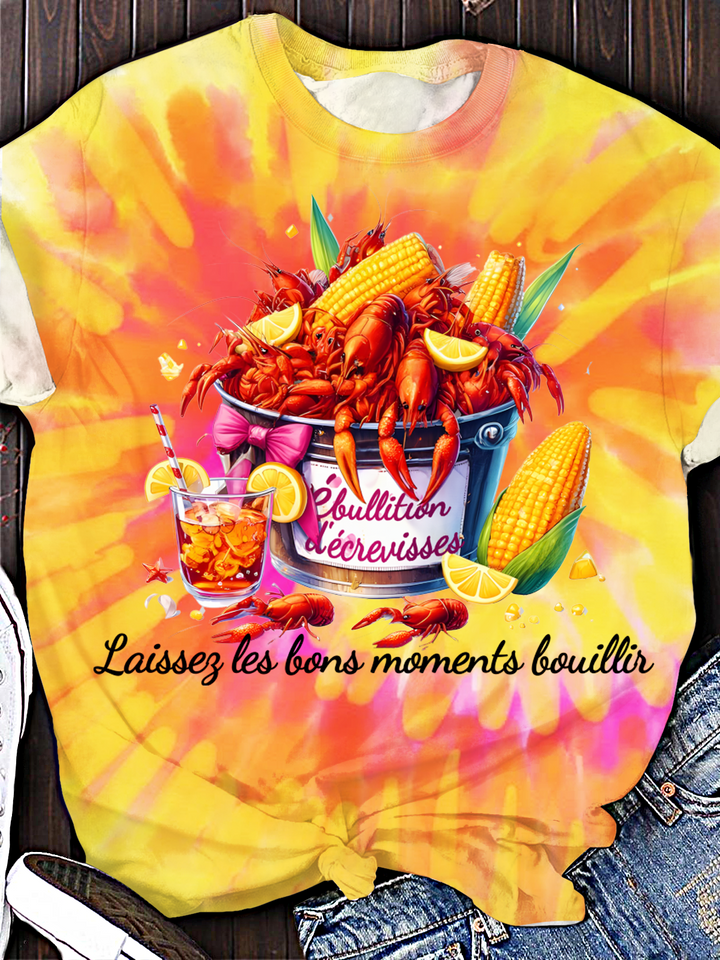 ébullition D'écrevisses Laissez Les Bons Moments Bouillir Crew Neck T-shirt