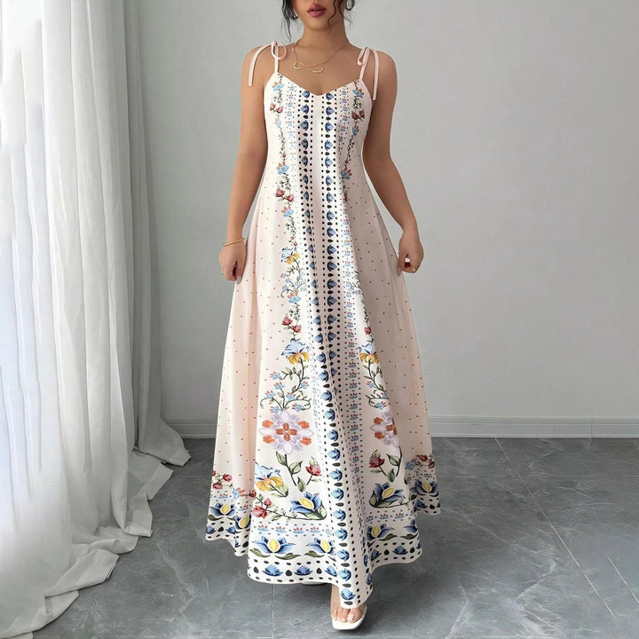 Floral Spaghetti Strap Maxi Dress Spaghetti Strap Boho Floral Maxi Dress A Line Flowy Sundresses for Beach adaptable