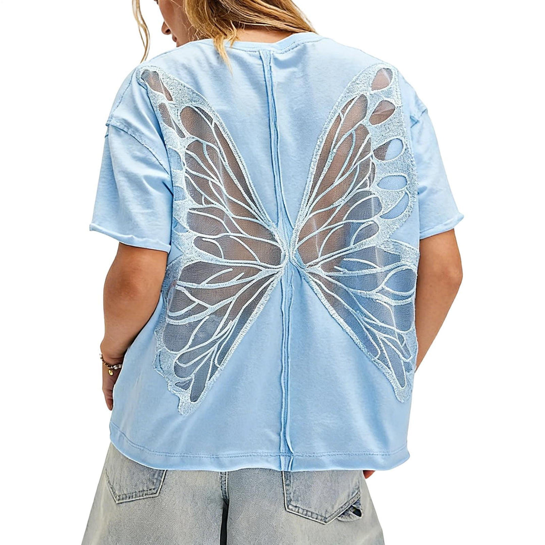 Cut Out Tops for Women Butterfly Cut Out Back Fashion Casual T Shirts Loose Fit Basic Tops for Going Out newcomer