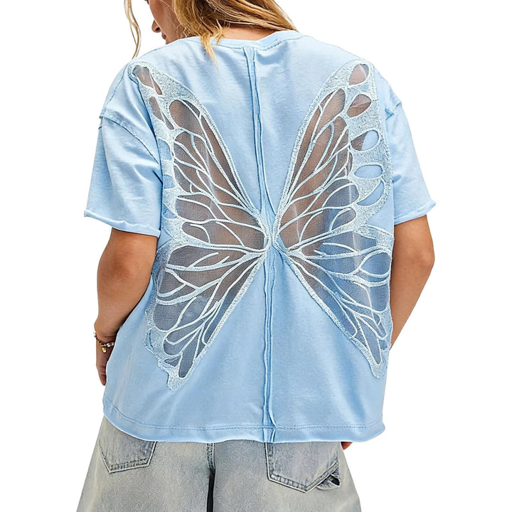 Cut Out Tops for Women Butterfly Cut Out Back Fashion Casual T Shirts Loose Fit Basic Tops for Going Out newcomer