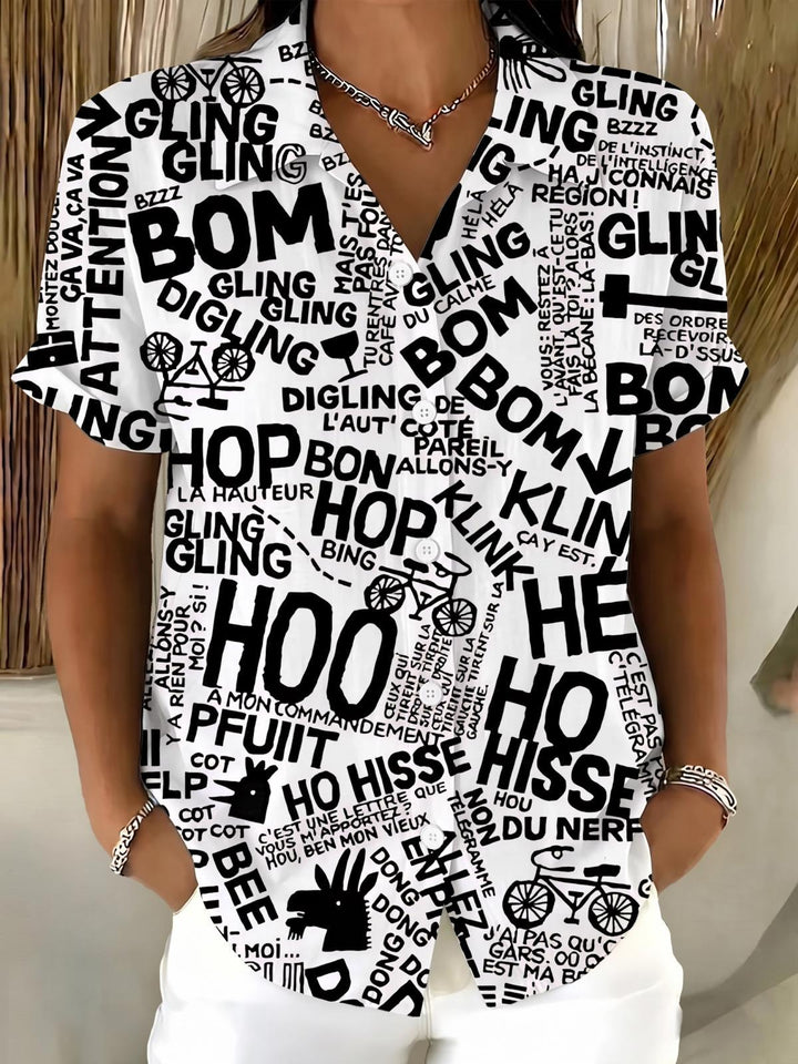Letter Print Women's Short Sleeve Shirts