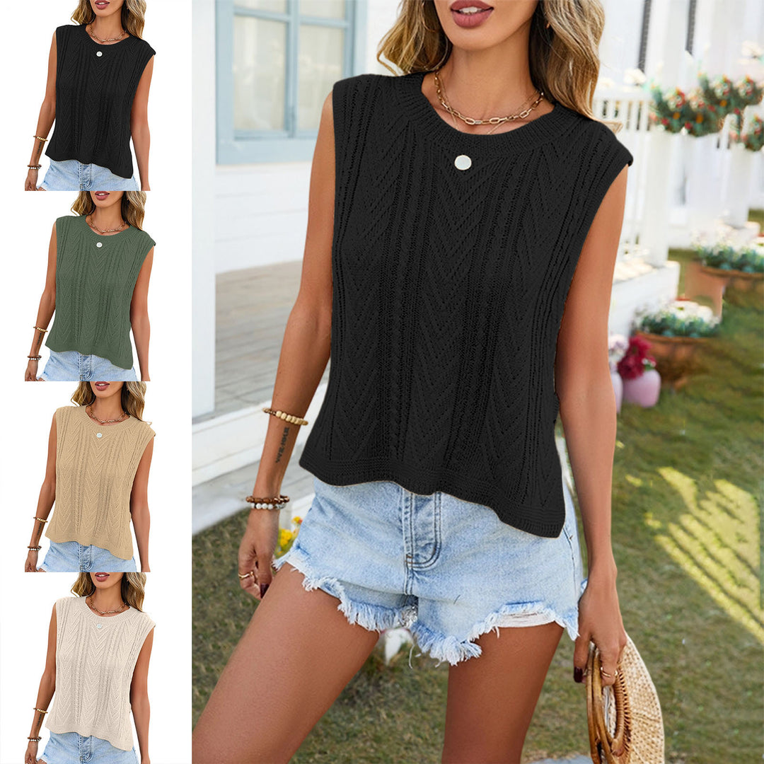 Knit Sleeveless Tops for Women Crew Neck Casual Cable Knit Tank Tops Solid Summer Sleeveless Shirt Daily Wear successful
