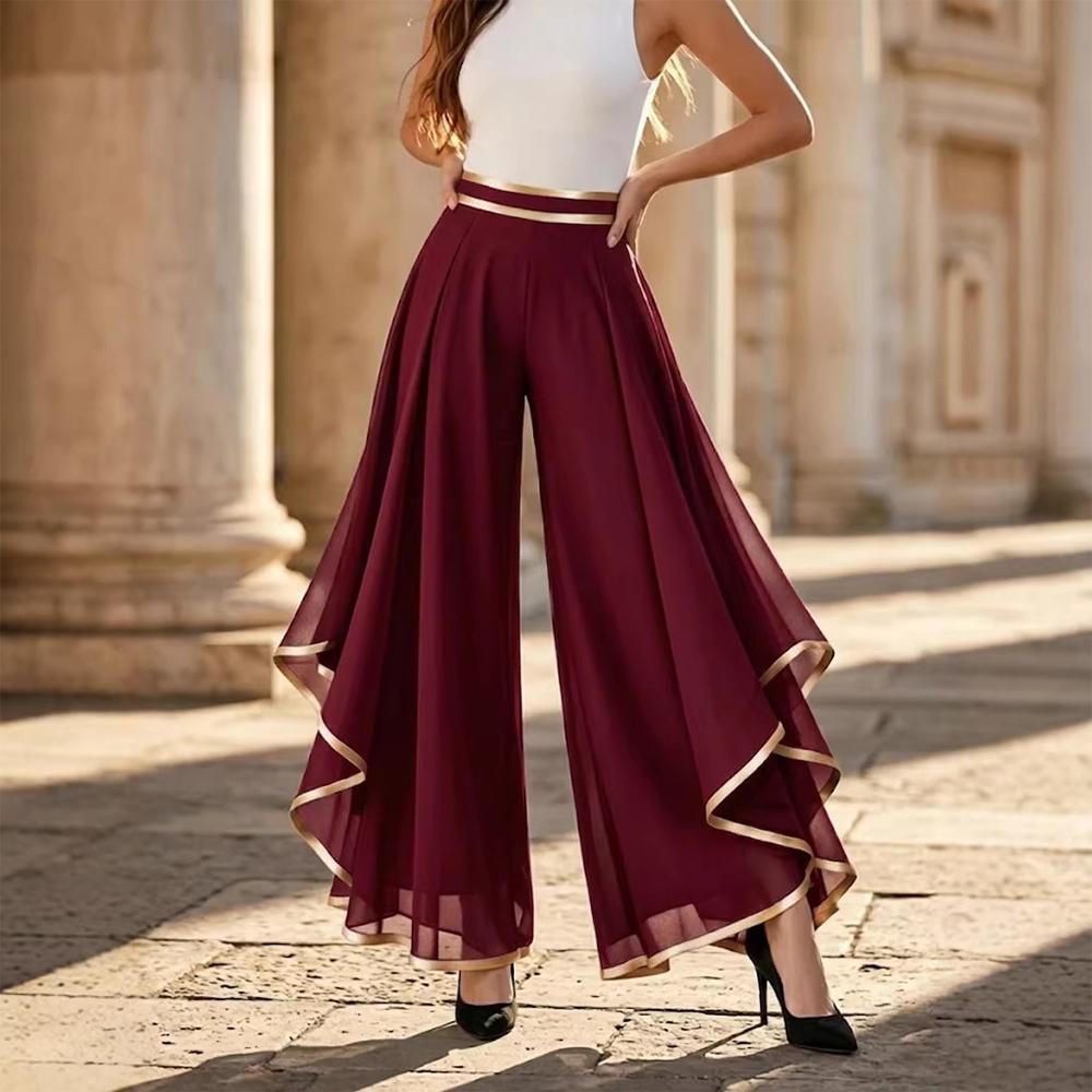 Chiffon Pants for Women High Waisted Casual Wide Leg Chiffon Pants Flowy Lounge Trousers for Daily Vacation beautiful