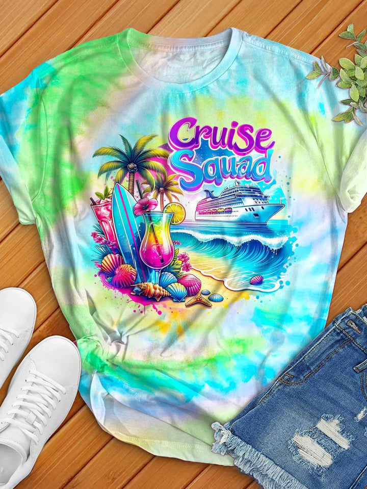 Summer Vacation Island Printed Crew Neck T-shirt