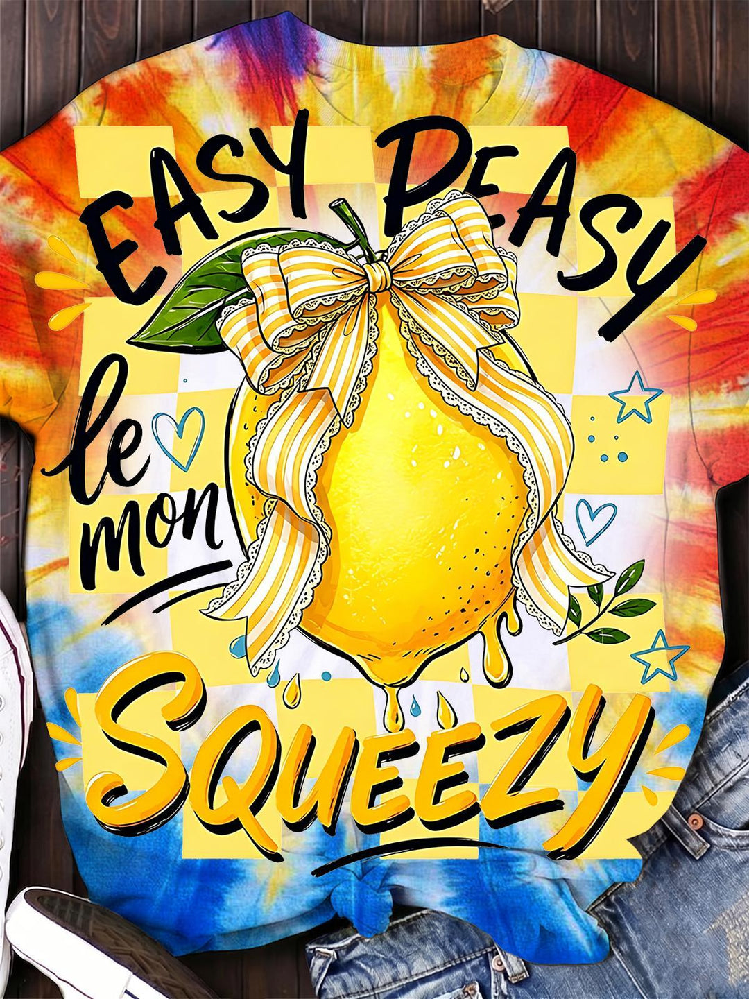 Tie Dye Lemon Women's Short Sleeve Crew Neck T-shirt