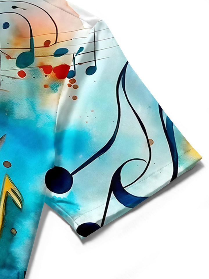 Tie Dye Musical Note Women's Short Sleeve Shirts