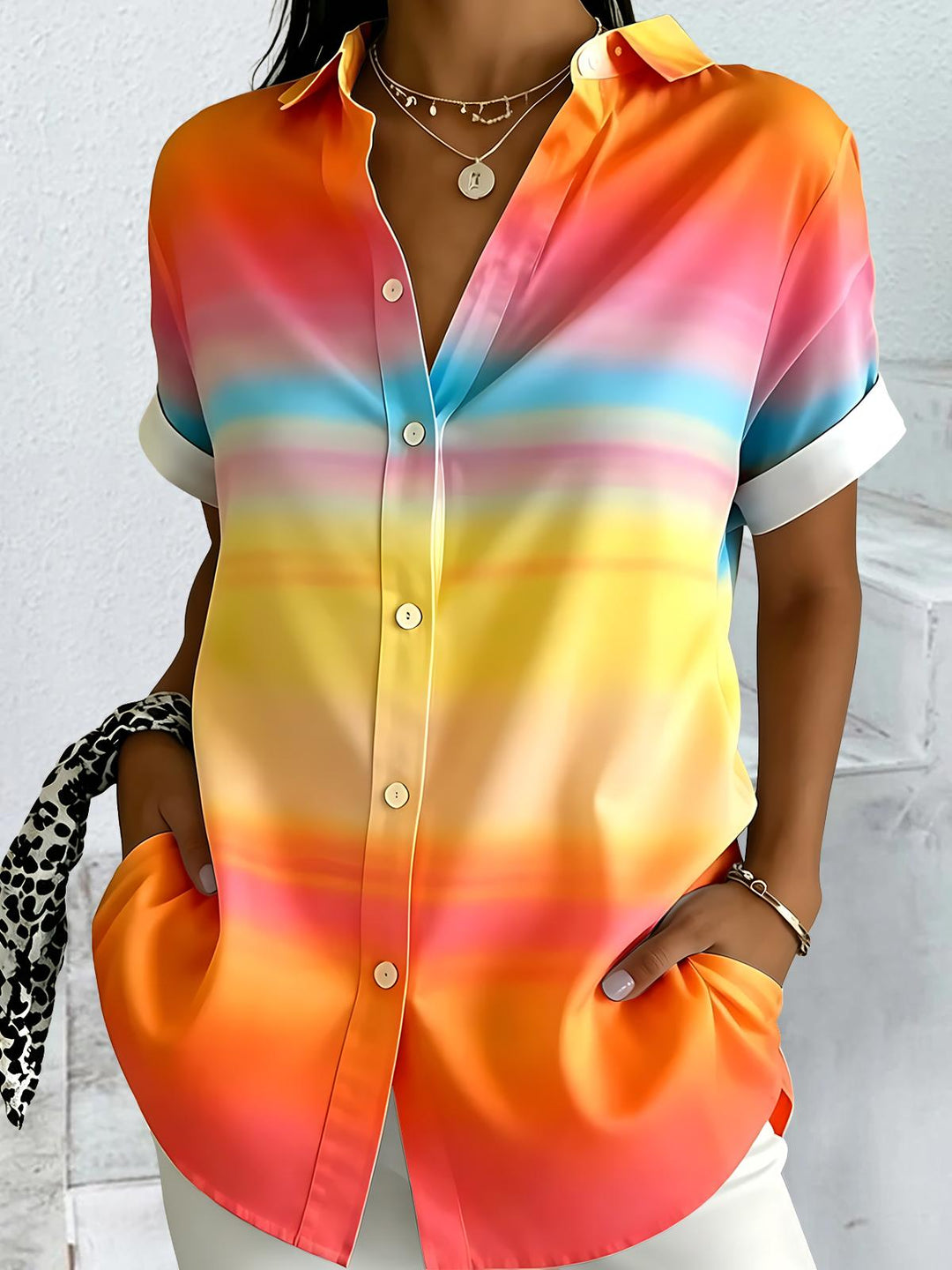 Colorful Women's Short Sleeve Shirts