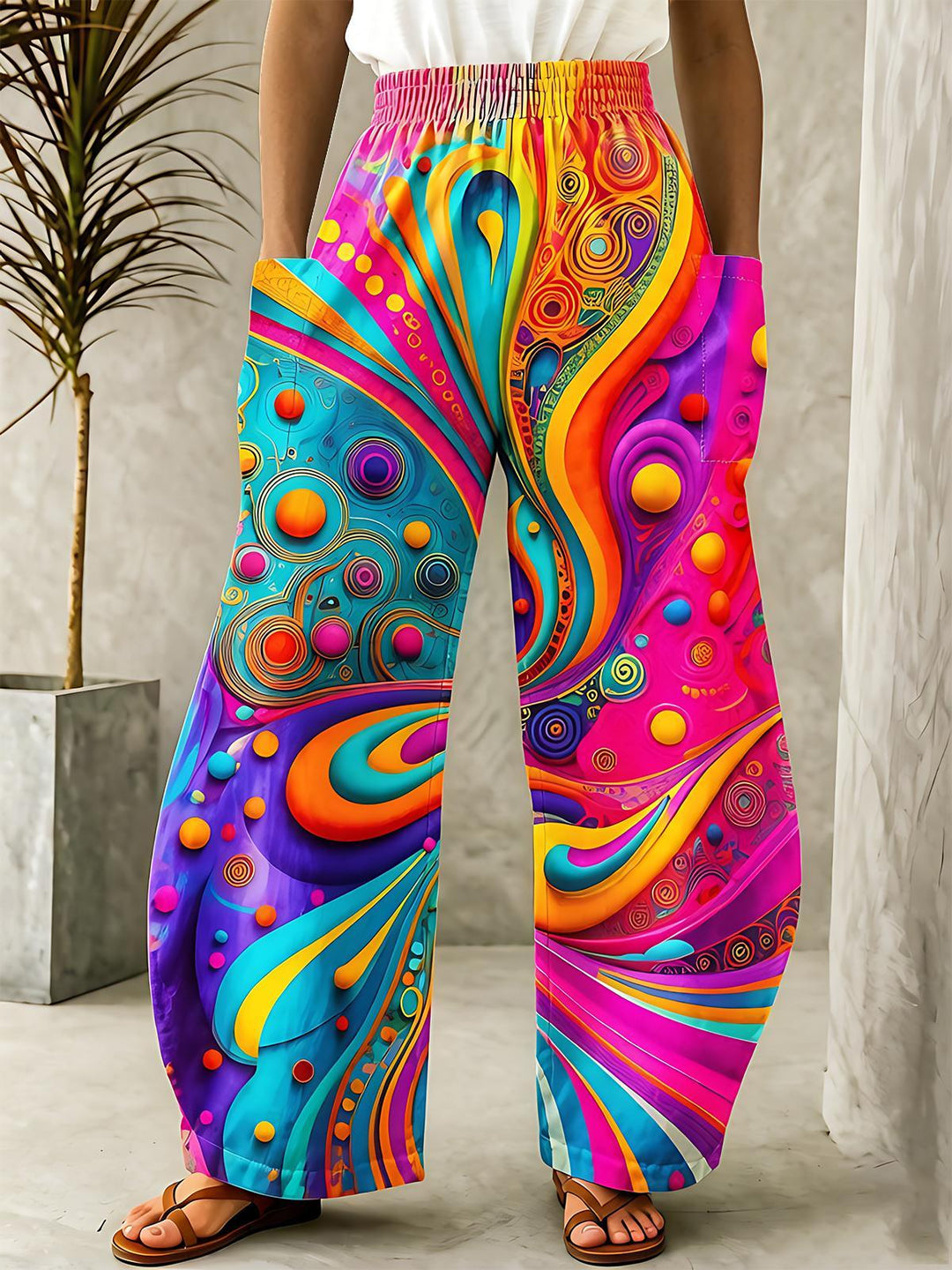 Colorful Psychedelic Swirl Graffiti Women's Casual Pants