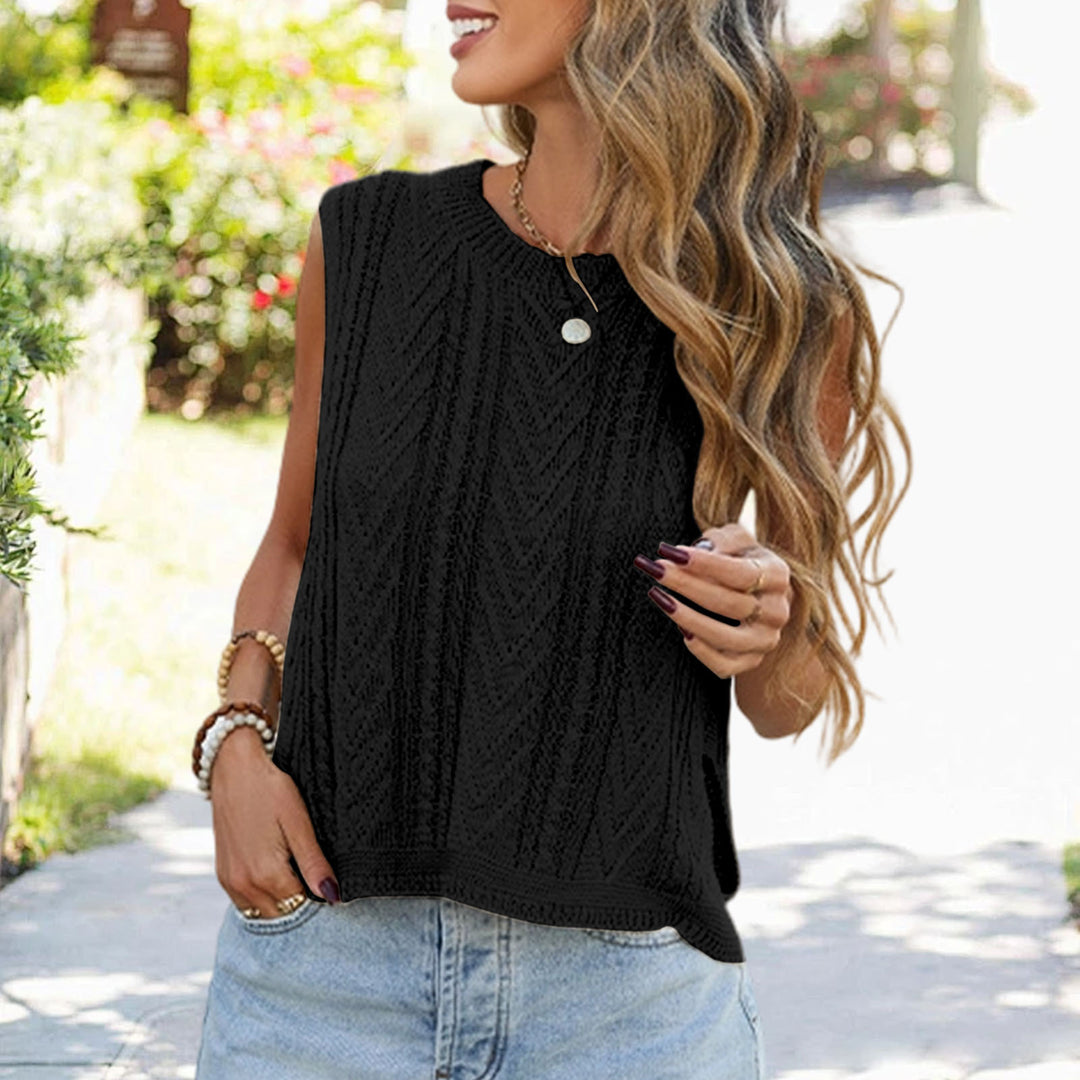 Knit Sleeveless Tops for Women Crew Neck Casual Cable Knit Tank Tops Solid Summer Sleeveless Shirt Daily Wear successful