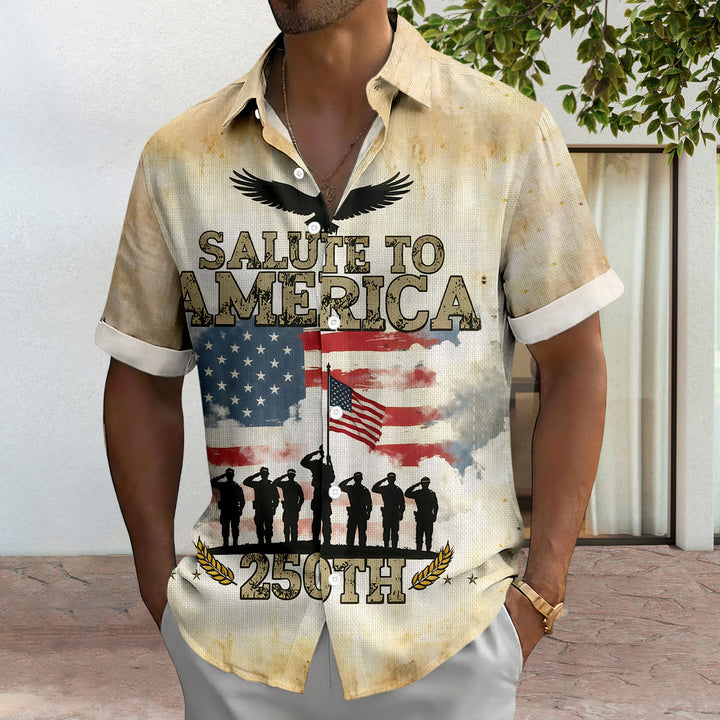 Flag Button Up Shirt Men 250 Years of Freedom Short Sleeve Hawaiian Shirts Summer Tops for Independence Day expert