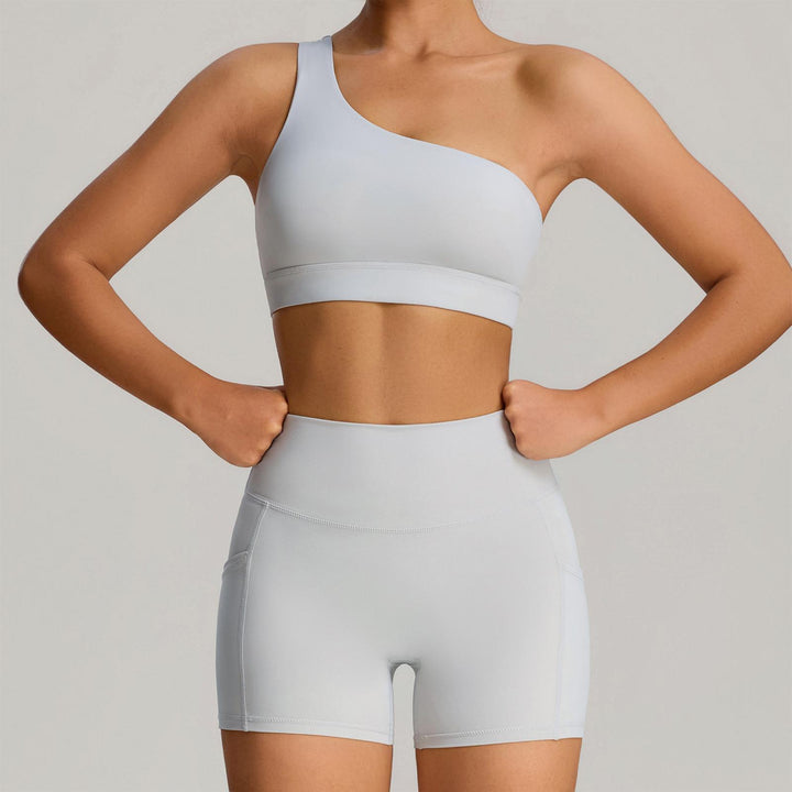 Bra and Shorts Workout Set High Waisted Seamless Off Shoulder Sports Bra and Shorts Lounge Set for Running favorable