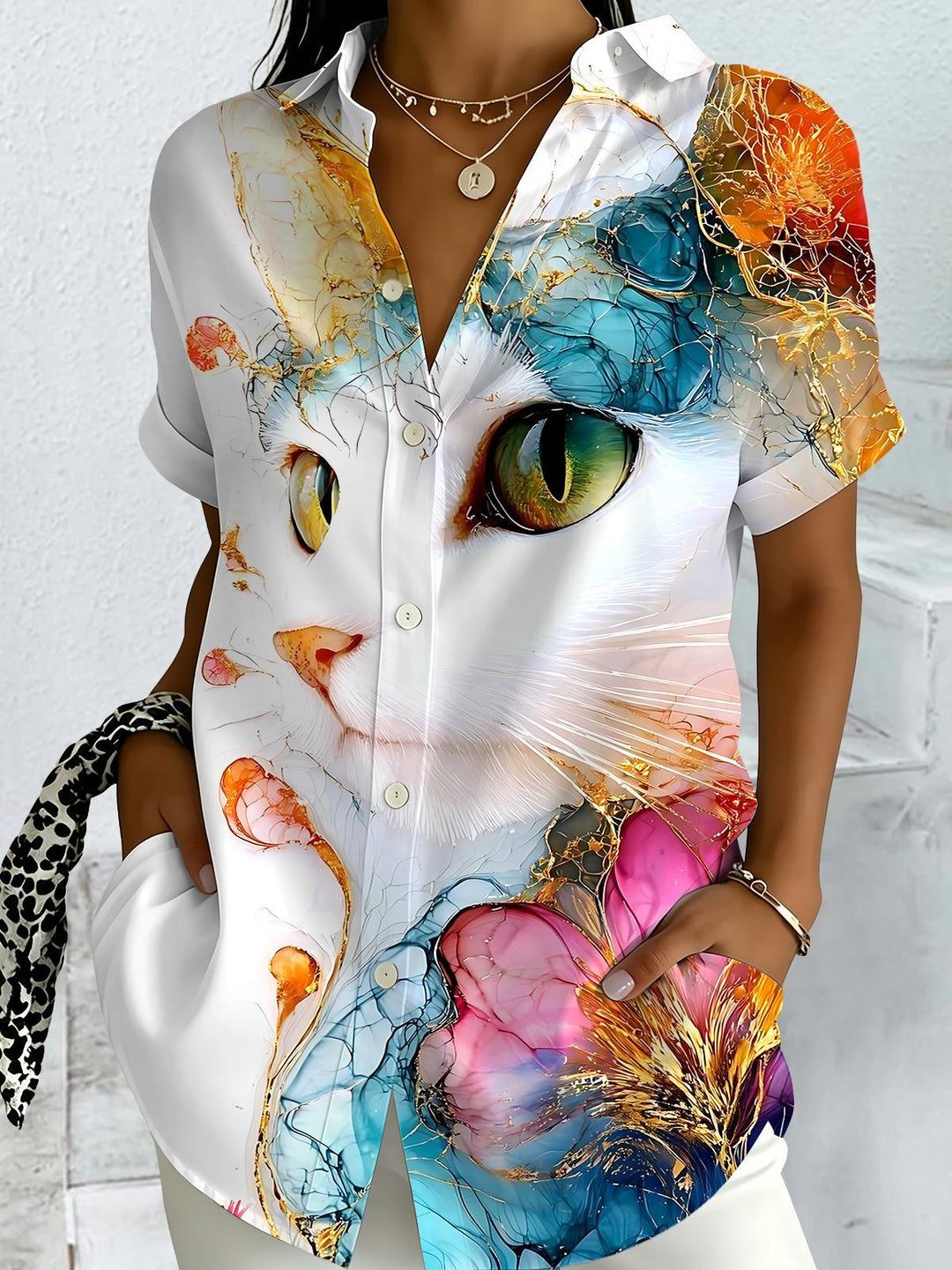 Cat Women's Short Sleeve Shirts