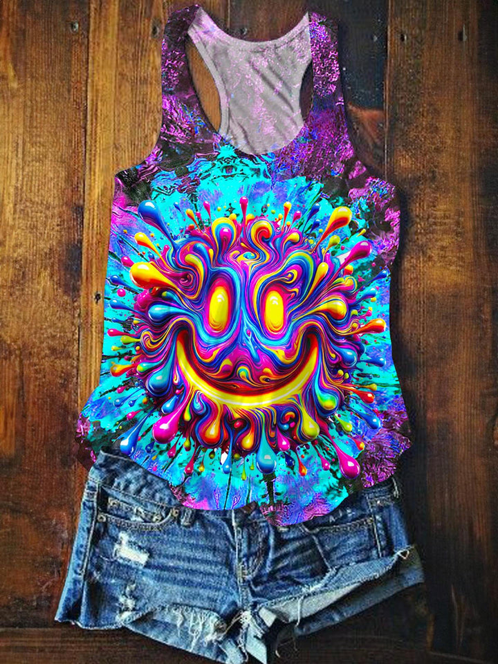 Hippie Smiley Face Crew Neck T-shirt