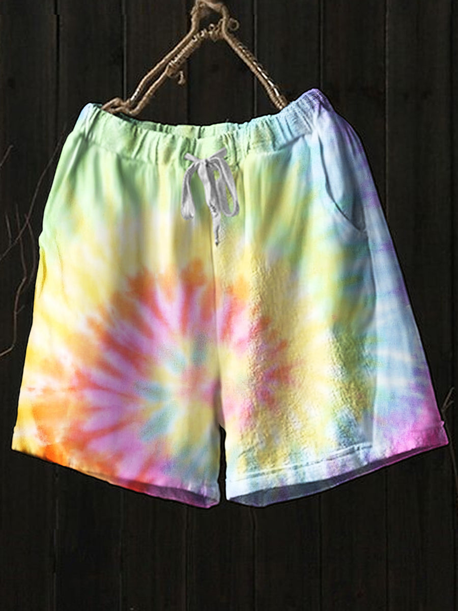 Pink Tie Dye Print Men's Leggings