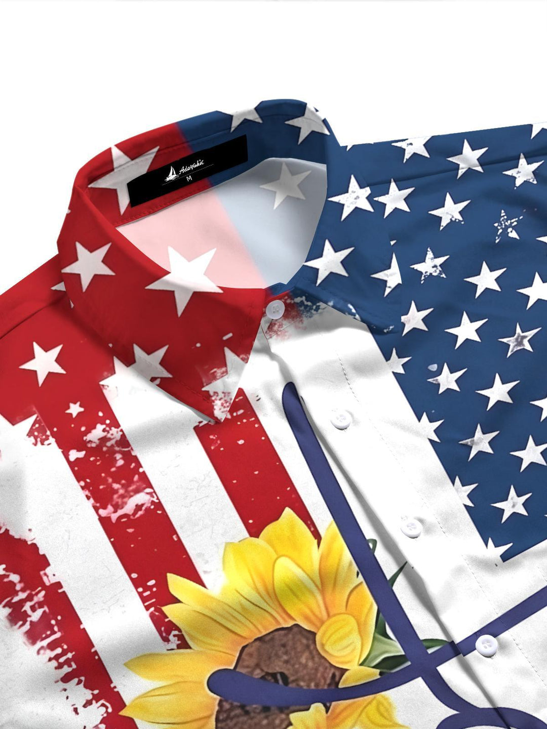 American Flag Sunflower Faith Independence Day Women's Short Sleeve Shirts