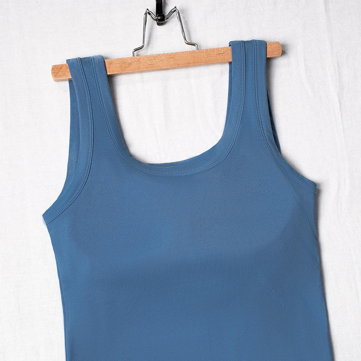 Built in Bra Tank Tops for Women U-Back Summer Sexy Casual Sleeveless Fitted Tank with Removable Pads for Gym welcoming