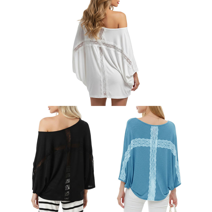 Sheer Off The Shoulder Top Batwing Sleeve Casual Lace Cover Ups Women Sexy Loose Clothes for Going Out Travel like-minded