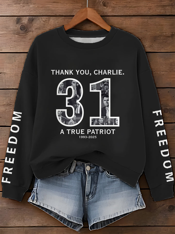 Charlie Kirk Printed Long Sleeve Casual Top