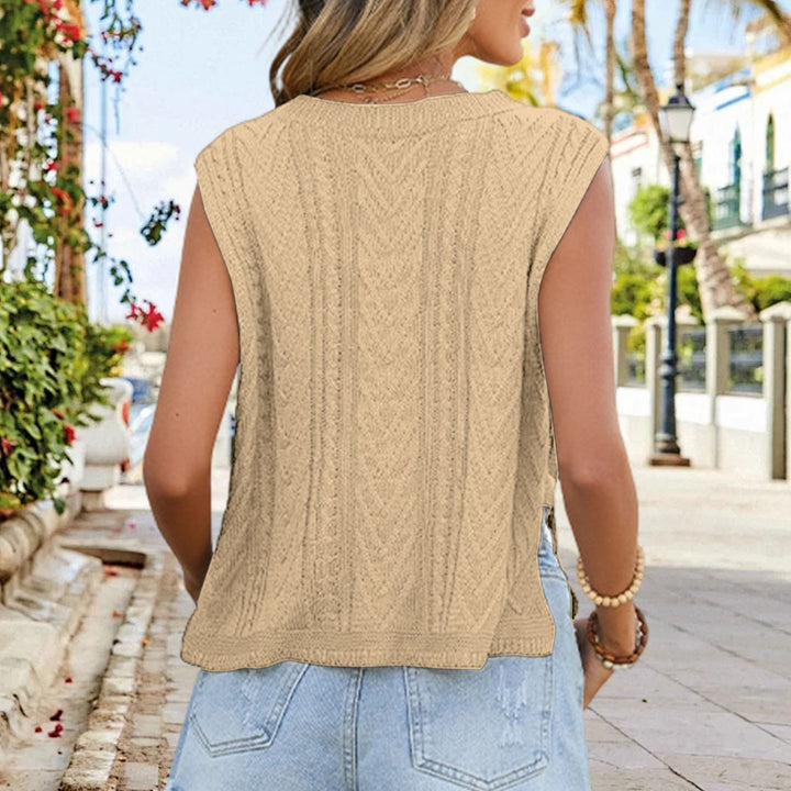 Knit Sleeveless Tops for Women Crew Neck Casual Cable Knit Tank Tops Solid Summer Sleeveless Shirt Daily Wear successful