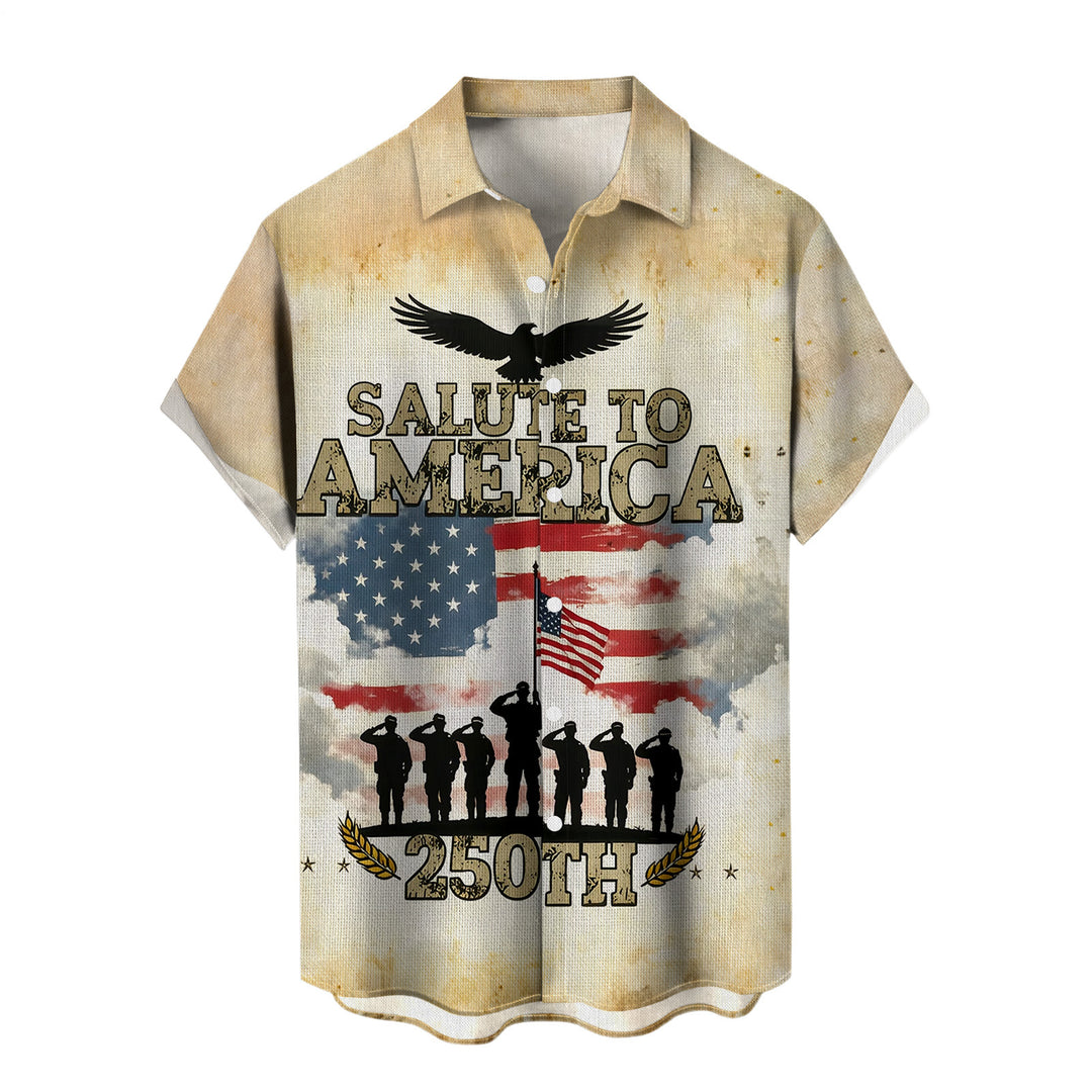 Flag Button Up Shirt Men 250 Years of Freedom Short Sleeve Hawaiian Shirts Summer Tops for Independence Day expert