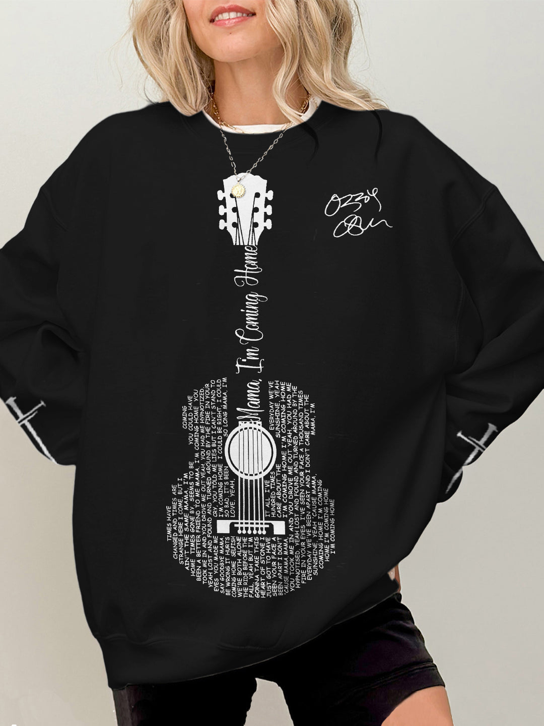 Ozzy Osbourne Music Printed Long Sleeve Casual Top