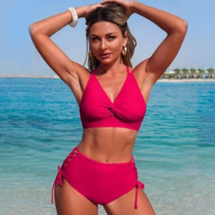 Womens Bikini Swimsuits Twist Front Bikini Swimsuit Sexy V Neck Lace Up Two Piece Bathing Suit for Vacation modern