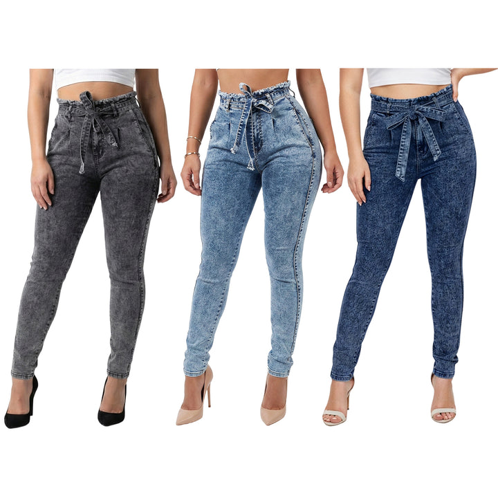 Women Skinny Jeans Mid Rise Tassel Waist Denim Pants Slim Fit Distressed Trendy Trousers for Travel Dating handsome