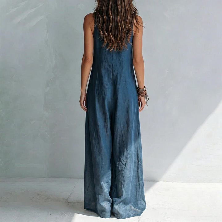 Wide Leg Jumpsuit for Women V Neck Summer Sleeveless Jumpsuits Long Overalls with Pockets for Streetwear gaudily