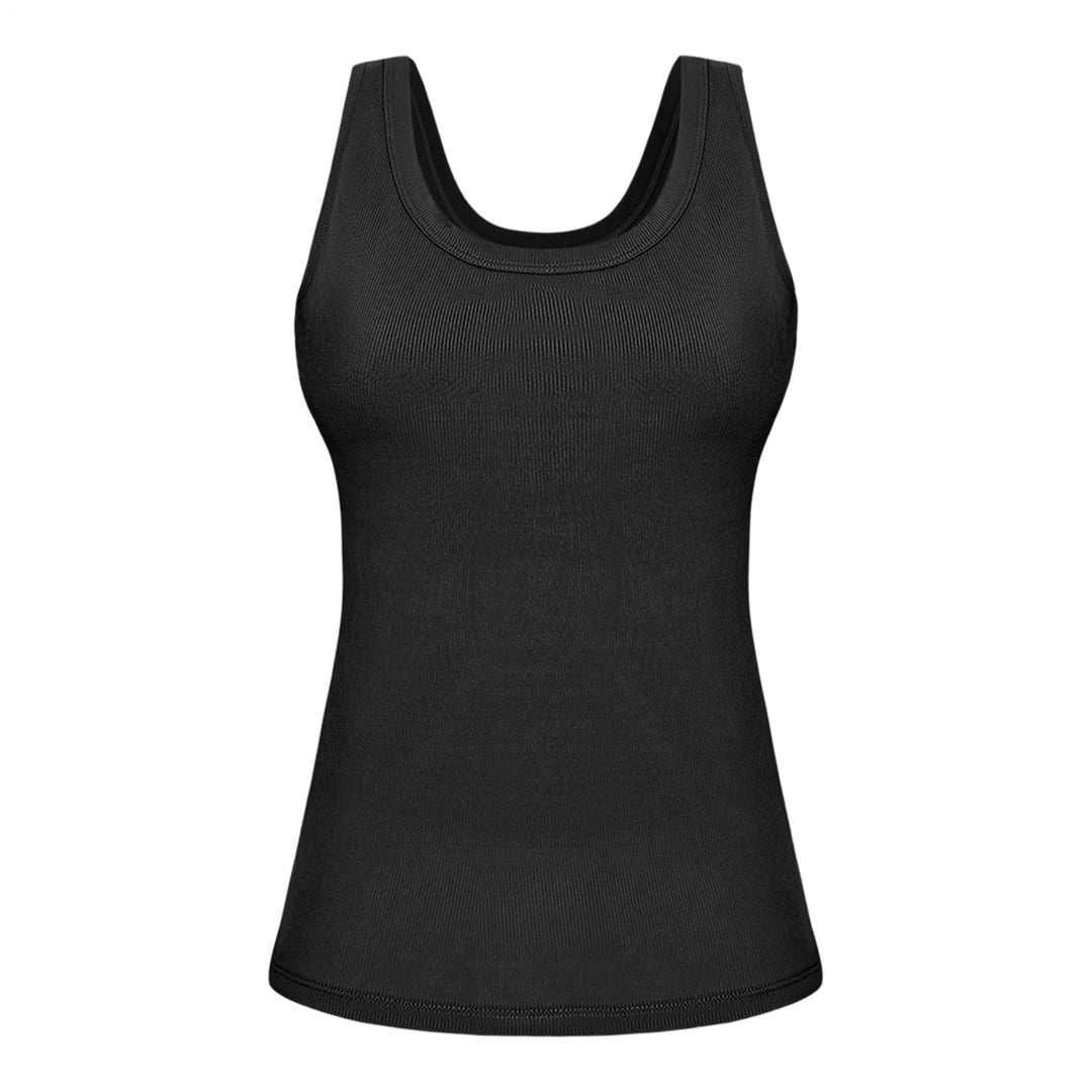 Built in Bra Tank Tops for Women U-Back Summer Sexy Casual Sleeveless Fitted Tank with Removable Pads for Gym welcoming