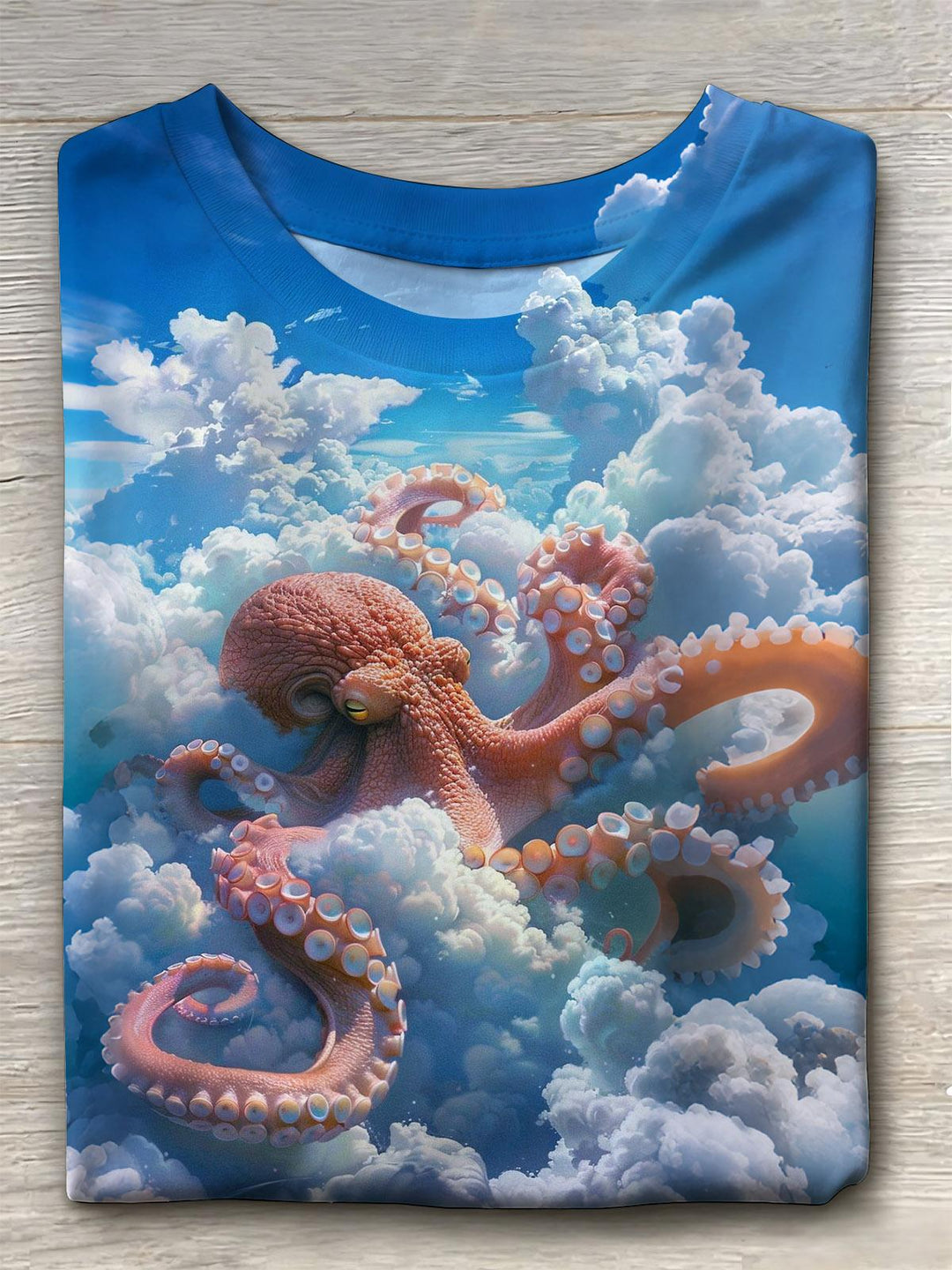 Octopus Print Women's Short Sleeve Crew Neck T-shirt