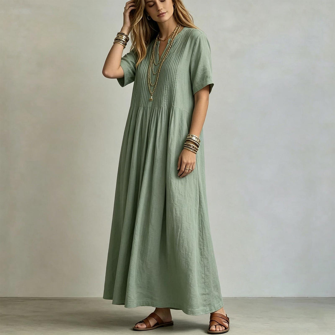Short Sleeve Maxi Dress V Neck Short Sleeve Casual Long Dresses Loose Summer Clothes for Vacation Dating welcoming