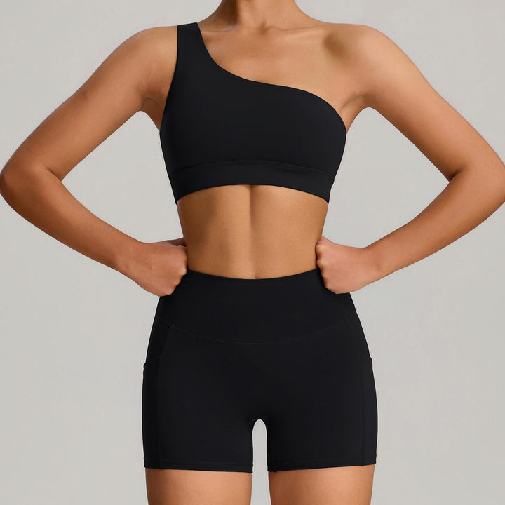Bra and Shorts Workout Set High Waisted Seamless Off Shoulder Sports Bra and Shorts Lounge Set for Running favorable