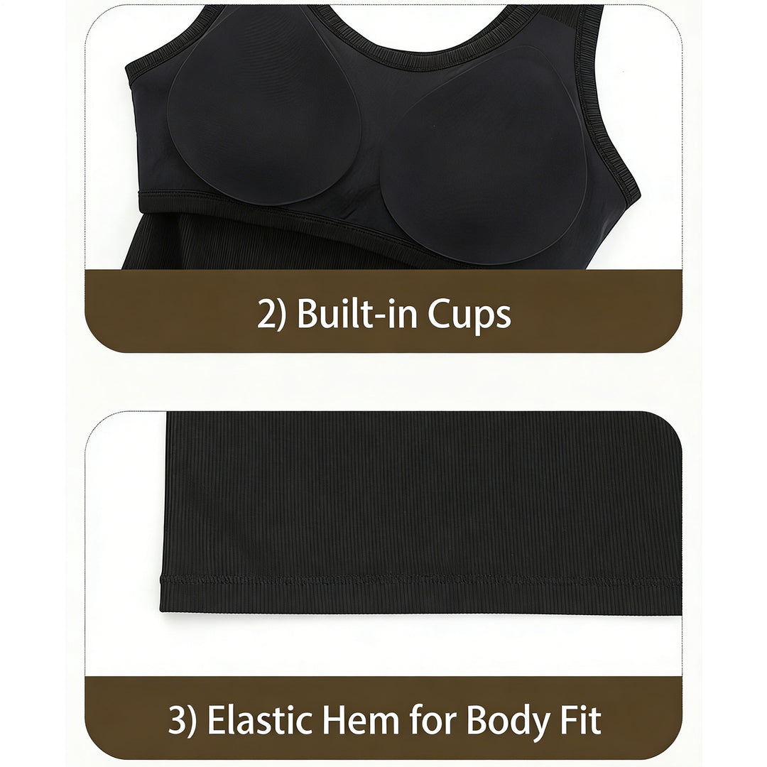 Built in Bra Tank Tops for Women U-Back Summer Sexy Casual Sleeveless Fitted Tank with Removable Pads for Gym welcoming