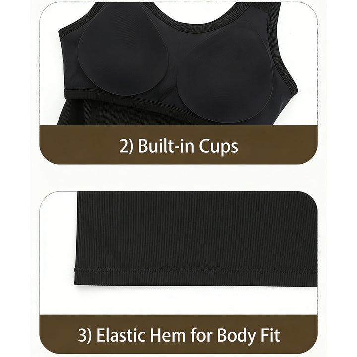 Built in Bra Tank Tops for Women U-Back Summer Sexy Casual Sleeveless Fitted Tank with Removable Pads for Gym welcoming