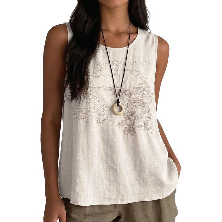 Embroidered Sleeveless Tops for Women Embroidered Summer Sleeveless Shirts Loose Fit Tank Tops for Vacation gifts